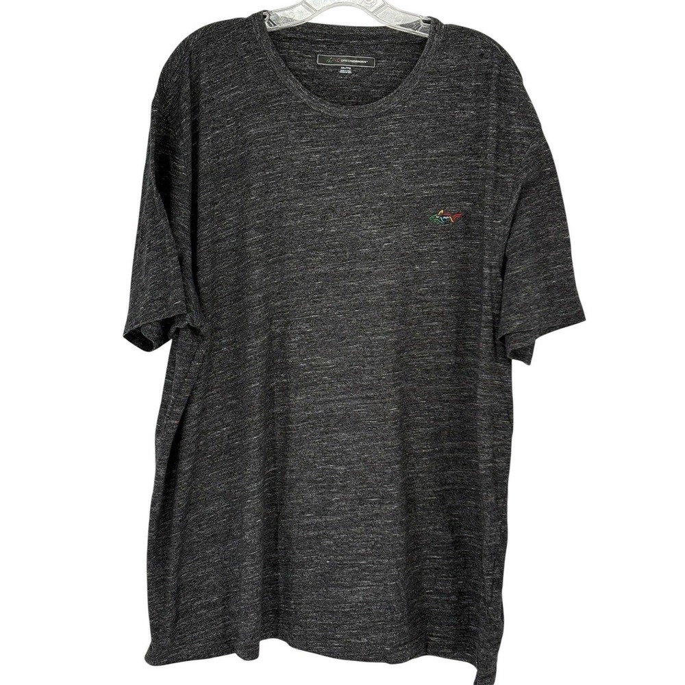 Greg Norman T-Shirt Charcoal Heather Shark Logo Embroidery XXL
